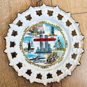 NYC Gold Trim Vintage Korean Decorative Plate